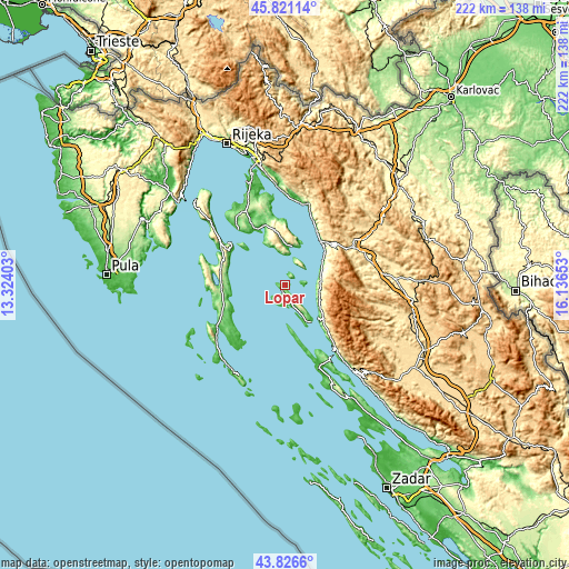 Topographic map of Lopar