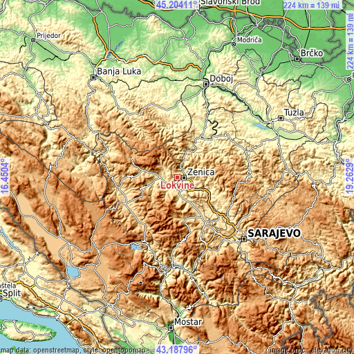 Topographic map of Lokvine