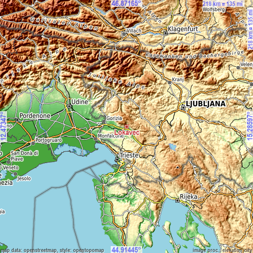 Topographic map of Lokavec