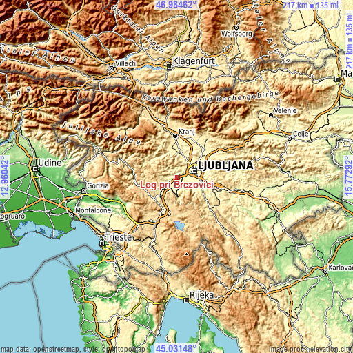 Topographic map of Log pri Brezovici