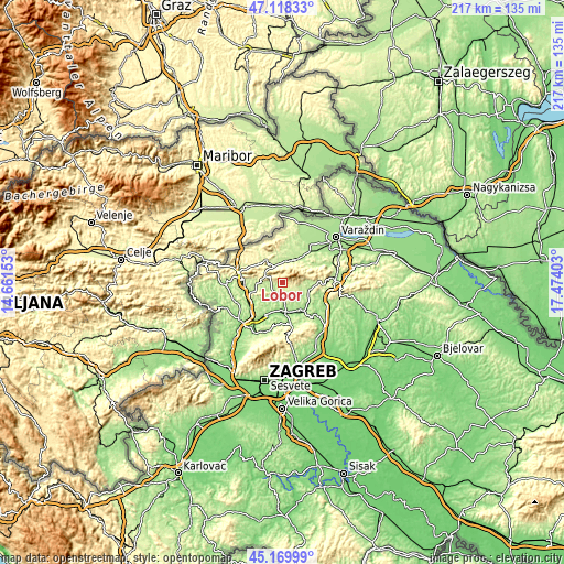 Topographic map of Lobor