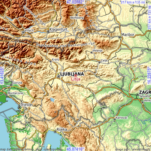 Topographic map of Litija