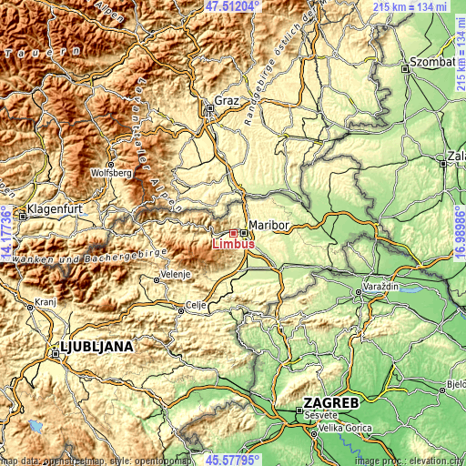 Topographic map of Limbuš