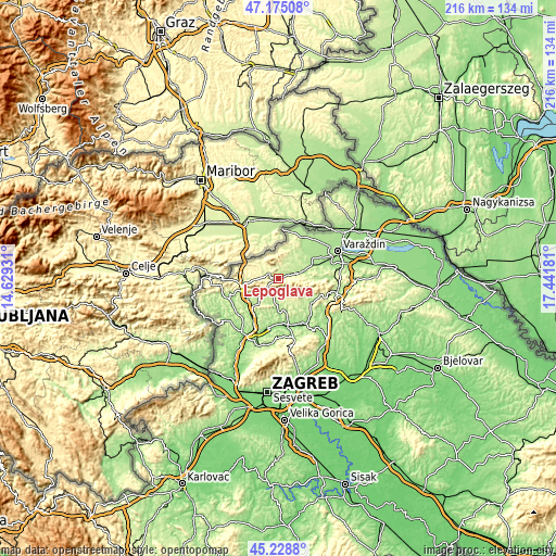 Topographic map of Lepoglava