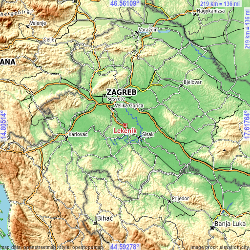 Topographic map of Lekenik