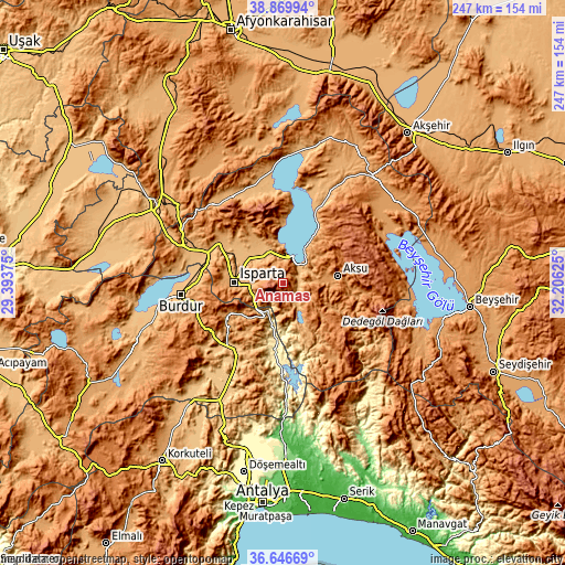 Topographic map of Anamas