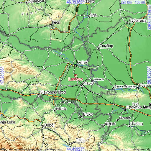 Topographic map of Laslovo