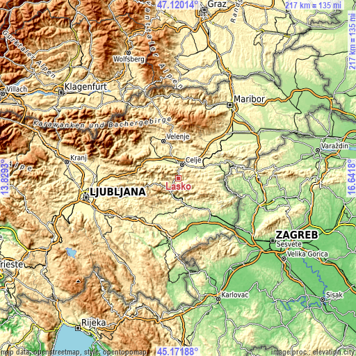 Topographic map of Laško