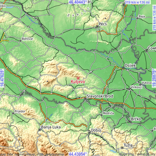 Topographic map of Kutjevo