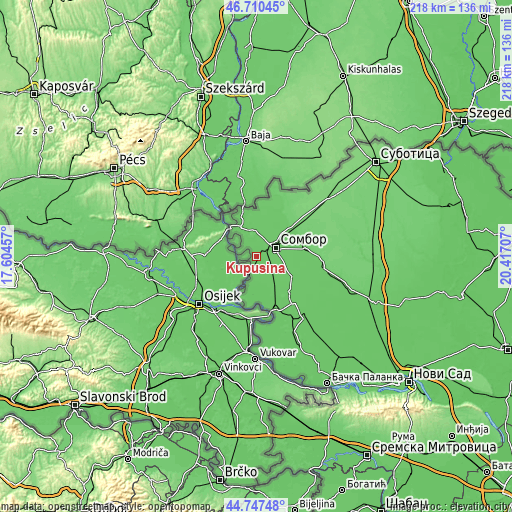 Topographic map of Kupusina