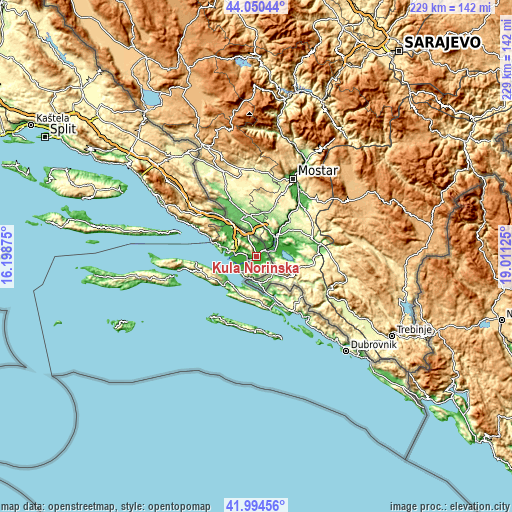 Topographic map of Kula Norinska