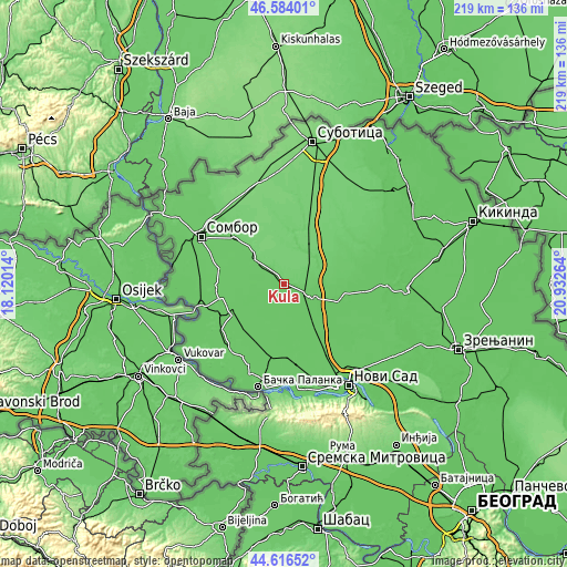 Topographic map of Kula