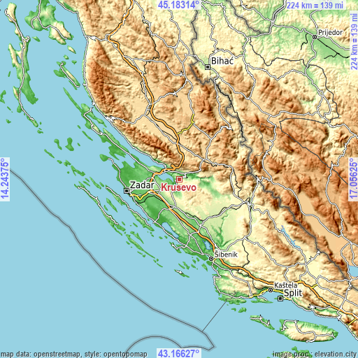 Topographic map of Kruševo