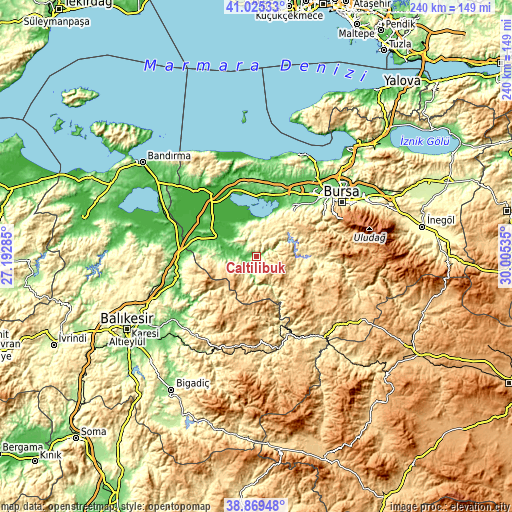 Topographic map of Çaltılıbük