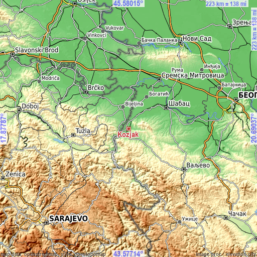 Topographic map of Kozjak