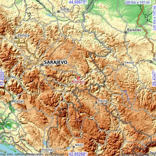 Topographic map of Kopači