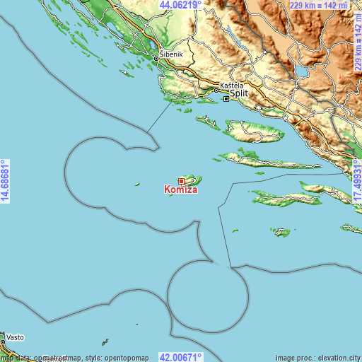 Topographic map of Komiža