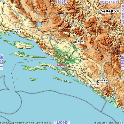 Topographic map of Komin