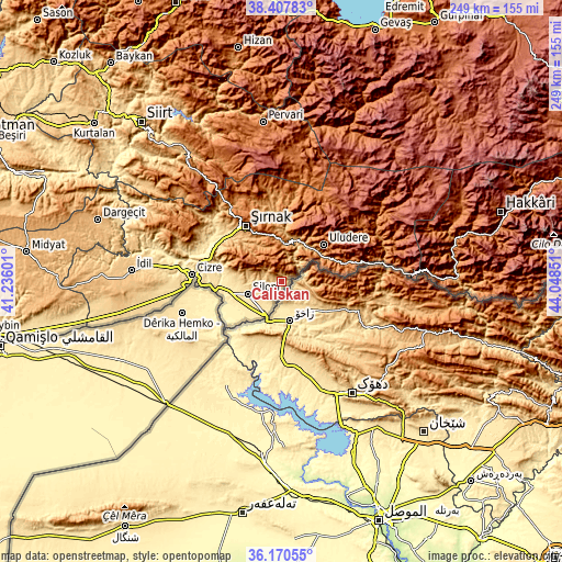 Topographic map of Çalışkan