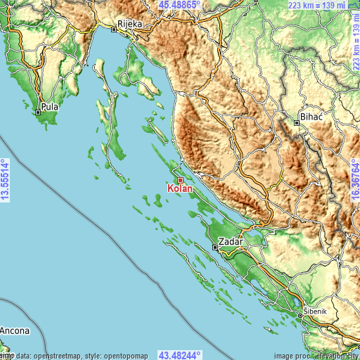 Topographic map of Kolan