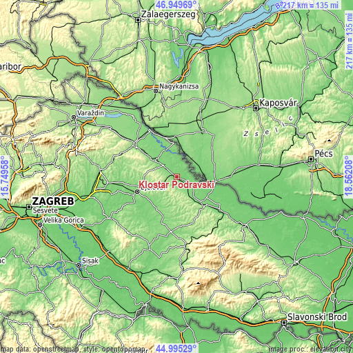 Topographic map of Kloštar Podravski