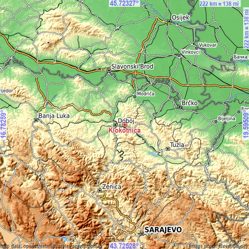 Topographic map of Klokotnica