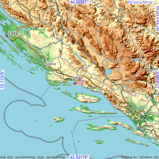 Topographic map of Klis