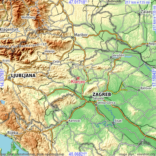 Topographic map of Klanjec