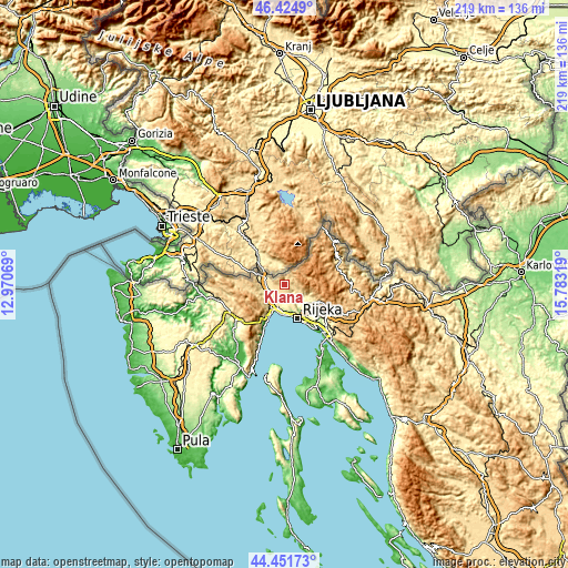 Topographic map of Klana