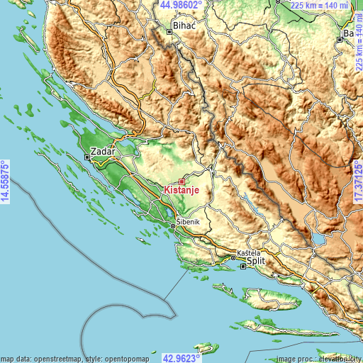 Topographic map of Kistanje