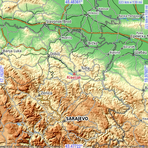 Topographic map of Kiseljak