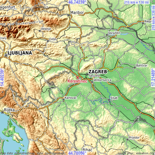 Topographic map of Kerestinec