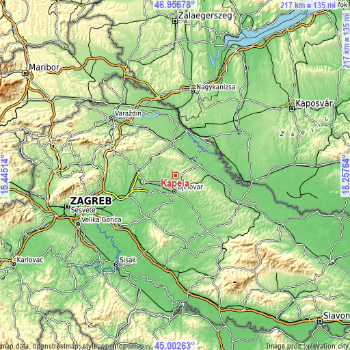 Topographic map of Kapela