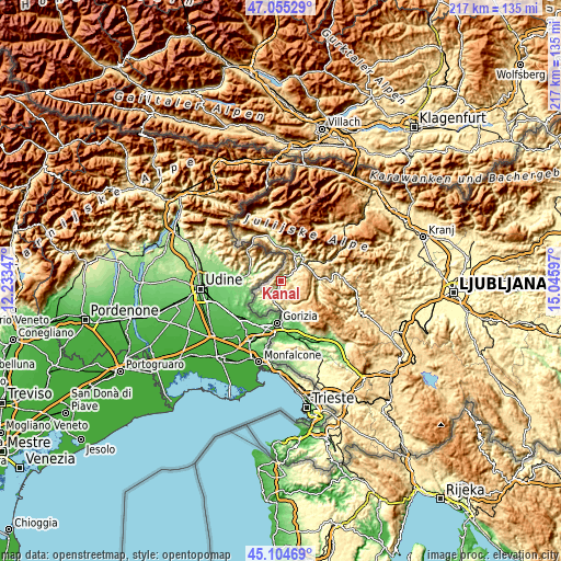 Topographic map of Kanal