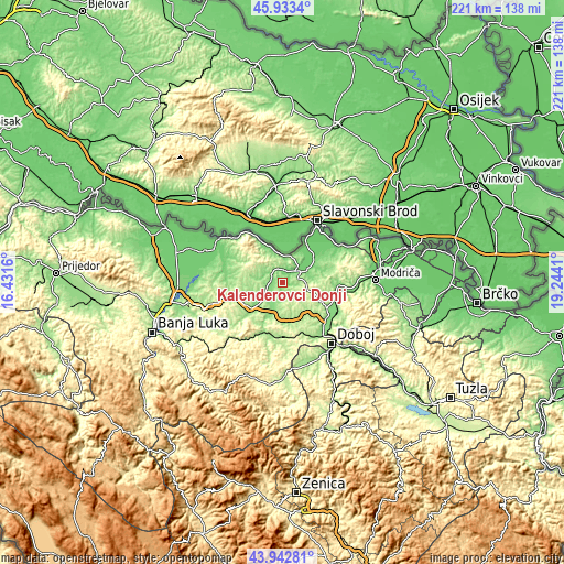 Topographic map of Kalenderovci Donji