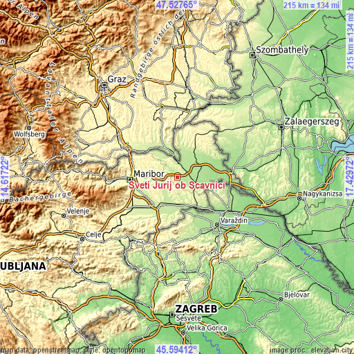 Topographic map of Sveti Jurij ob Ščavnici