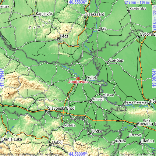 Topographic map of Josipovac