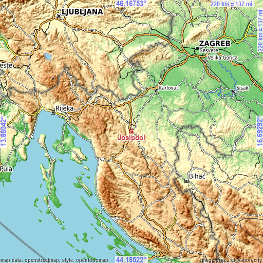 Topographic map of Josipdol