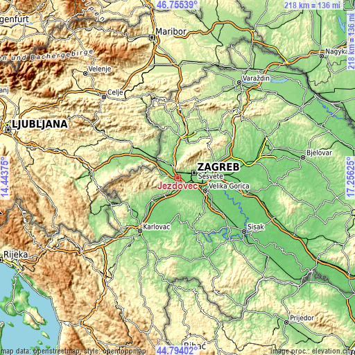 Topographic map of Ježdovec