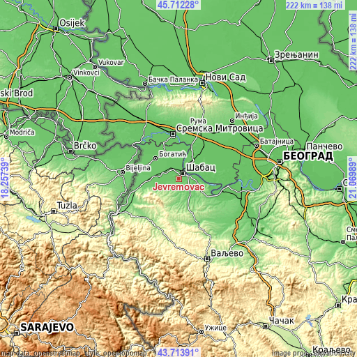 Topographic map of Jevremovac