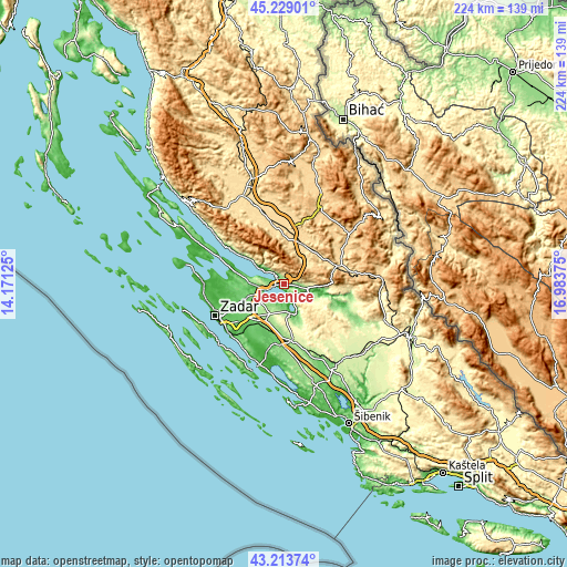 Topographic map of Jesenice