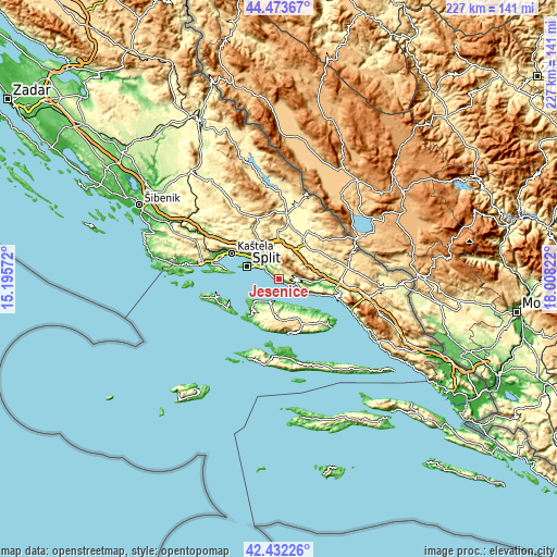 Topographic map of Jesenice