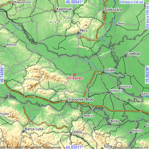 Topographic map of Jelisavac