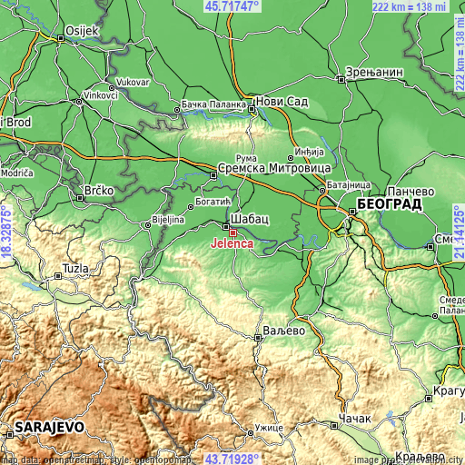 Topographic map of Jelenča