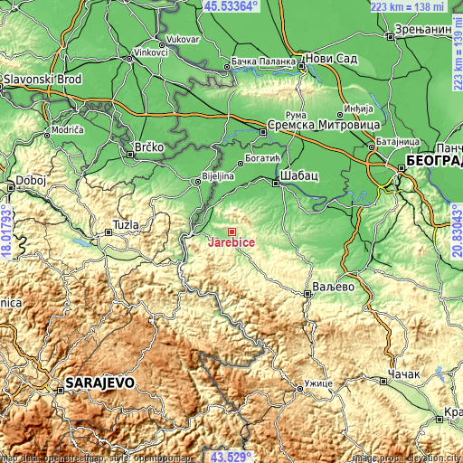 Topographic map of Jarebice