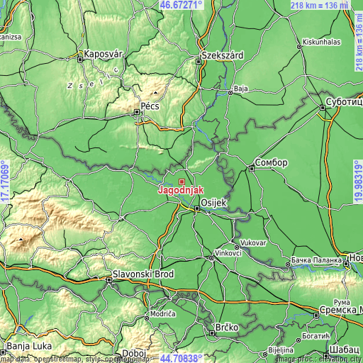 Topographic map of Jagodnjak