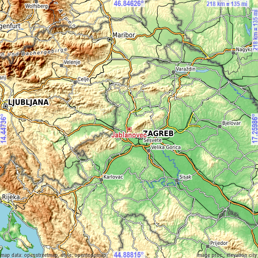 Topographic map of Jablanovec
