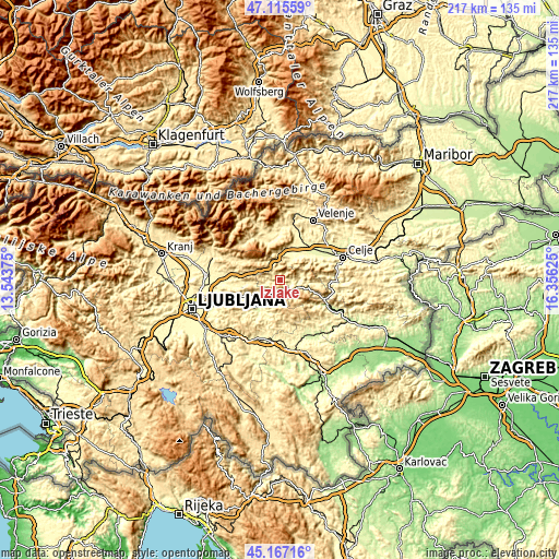Topographic map of Izlake