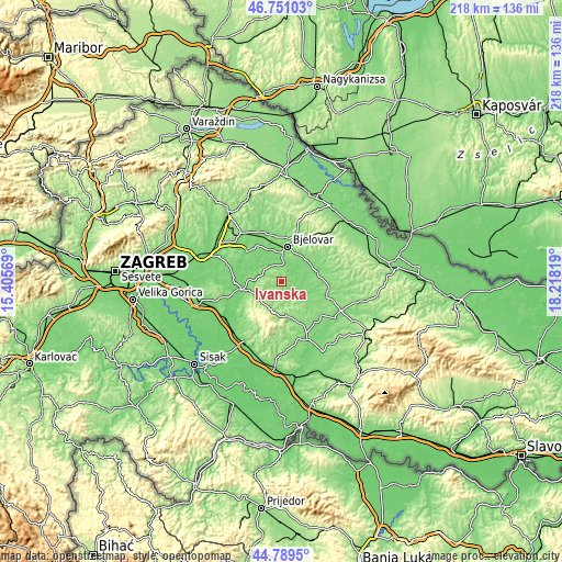 Topographic map of Ivanska