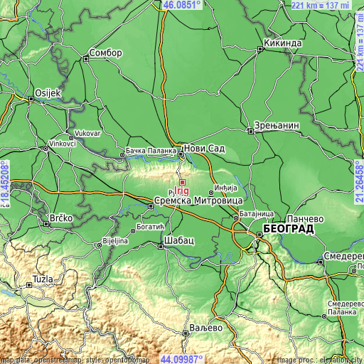 Topographic map of Irig